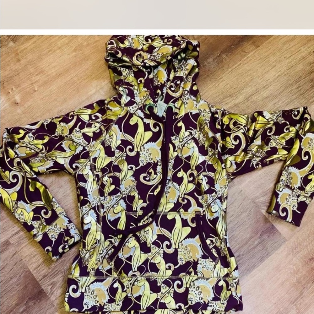 Floral Patterned Hoodie in Purple and Yellow
